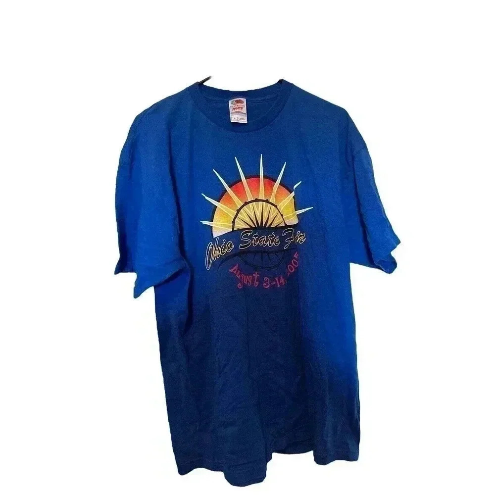 FRUIT OF THE LOOM SIZE XL BLUE TEE WITH OHIO STATE FAIR 2005